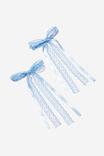2Pk Harper Hair Bows, BLUE SOLID/LACE - alternate image 1