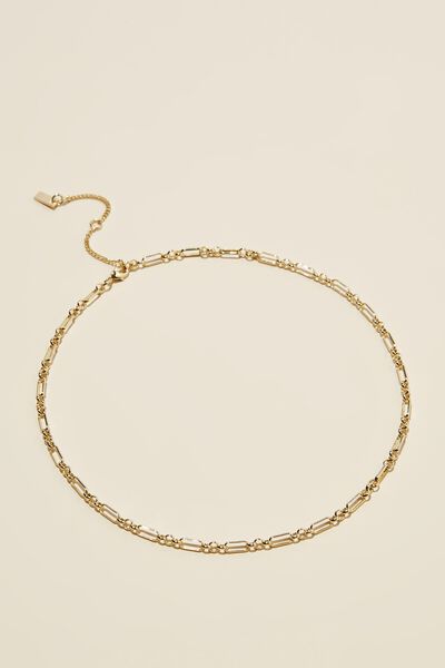Premium Single Chain Necklace Gold Plated, GOLD PLATED VARIGATED LINK CHAIN