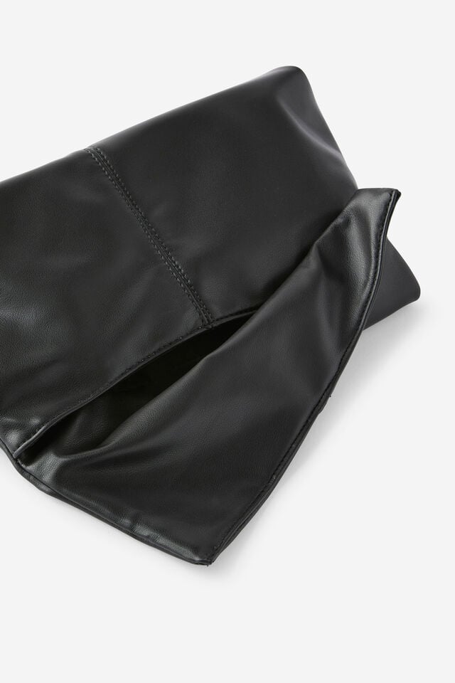 Jennifer Roll Clutch Bag, BLACK PU