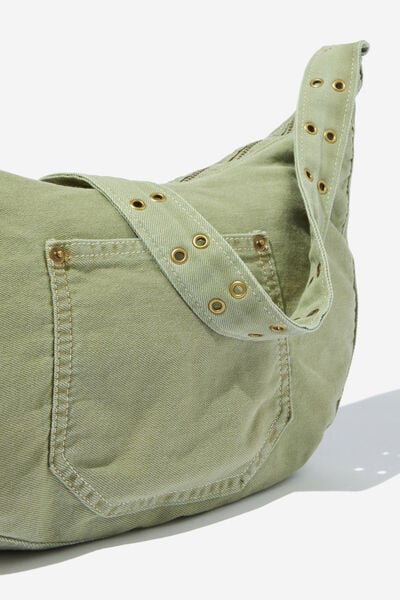 Bowie Crescent Cross Body Bag, WASHED ARTICHOKE CANVAS