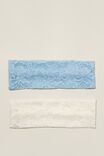 2Pk Soft Headband, WHITE & BLUE LACE - alternate image 1