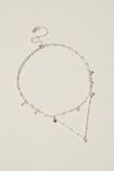 2Pk Fine Chain Necklace, STERLING SILVER PLATED STARS - alternate image 1