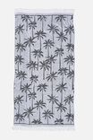 Bondi Rectangle Towel, BLACK AND WHITE PALM JACQUARD