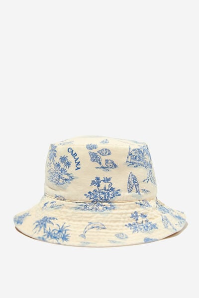 Reversible Bianca Bucket Hat, SEASIDE TREASURES/WHITE WASH