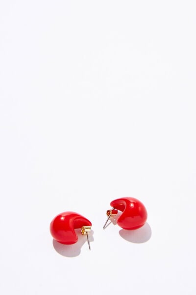 Small Charm Earring, UP RED TEARDROP