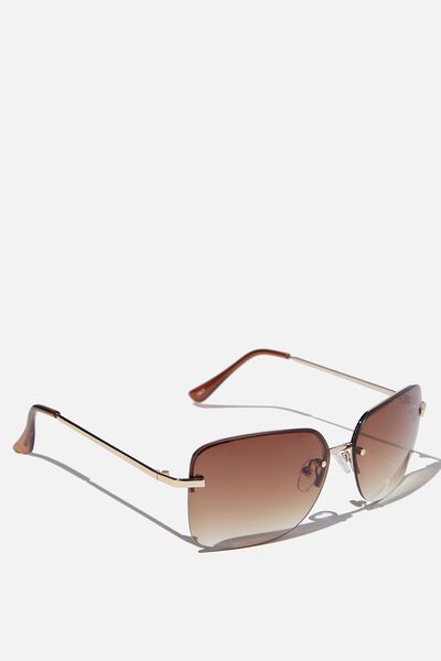 Christy Square Sunglasses, GOLD/BROWN