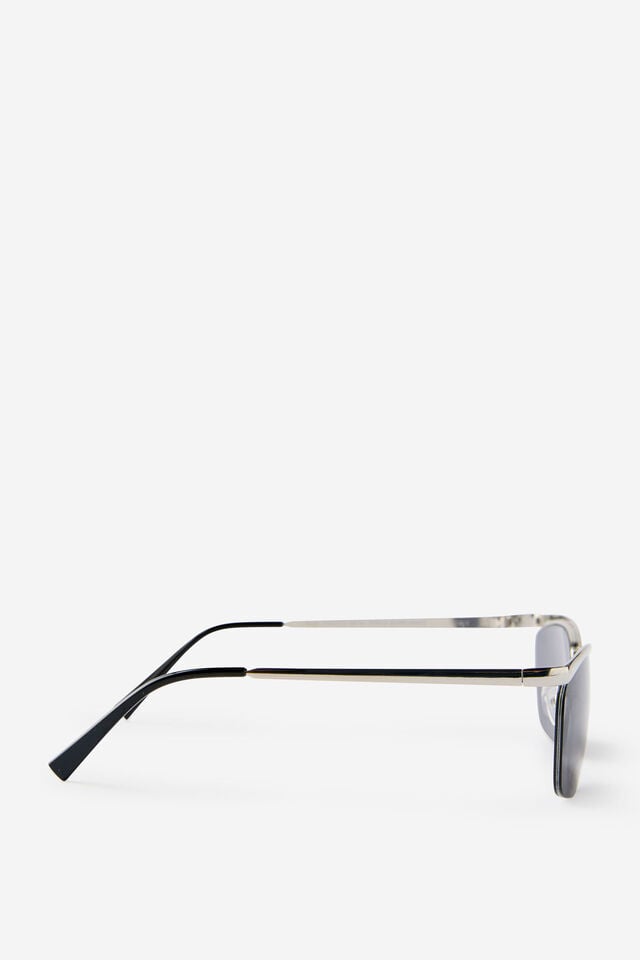 Romy Rimless Metal Shield Sunglasses, SILVER/BLACK