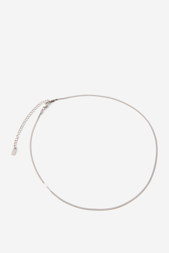 Waterproof Fine Chain Necklace, SILVER FINE SNAKE CHAIN