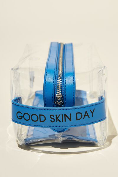 Personalised Panel Clear Makeup Bag, BRIGHT BLUE