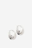 Large Hoop Earring, SILVER TRIPLE HAMMERED HOOP - example image 1