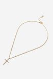 Premium Pendant Necklace Gold Plated, GOLD PLATED DIA CROSS