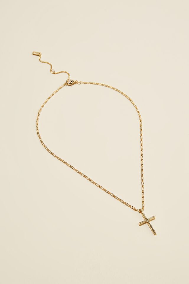 Premium Pendant Necklace Gold Plated, GOLD PLATED DIA CROSS