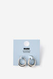 Waterproof Mid Hoop Earring, SILVER DOME - example image 2