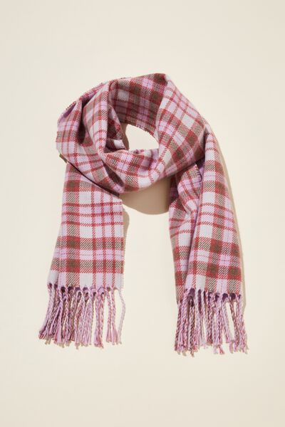 Jude Mid Weight Scarf, LINDA CHECK DUSTY RED/TWO TONE