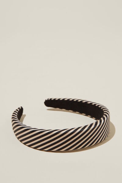 Tiara De Cabelo - Paris Padded Headband, BLACK & ECRU STRIPES