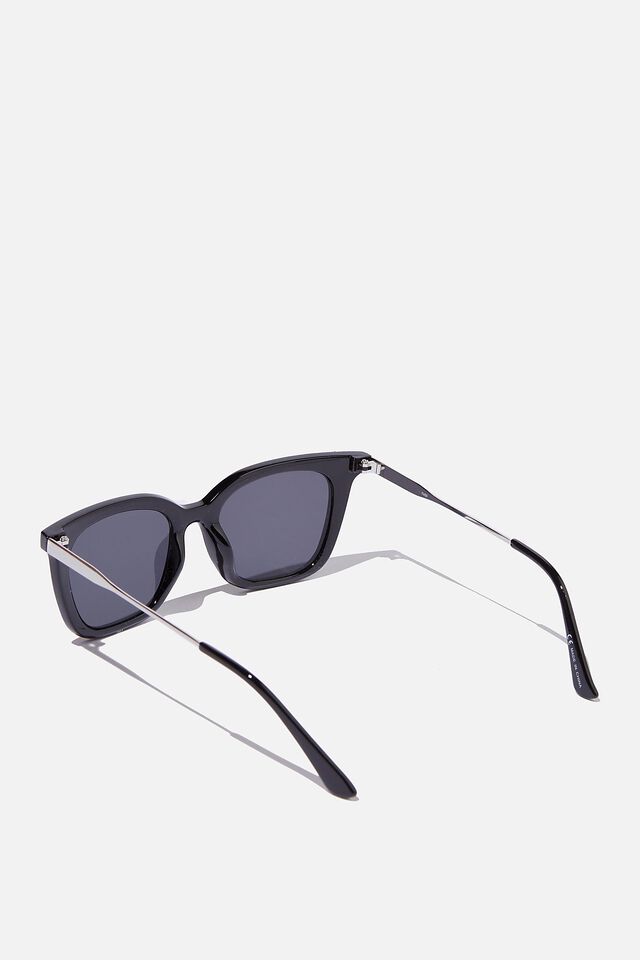 Cindy Square Sunglasses, BLACK/SILVER