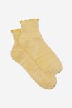 Frill Ribbed Quarter Crew Sock, SOFT BUTTER MARLE