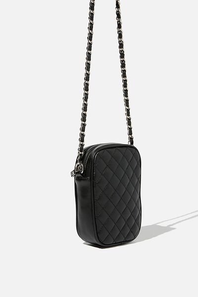Hailey Mini Quilted Cross Body Bag, BLACK