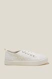 Saylor Lace Up Plimsoll, WHITE BRODERIE - alternate image 2