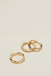 Multipack Rings Fine, GOLD  PLATED WAVY & DIAMANTE - alternate image 1