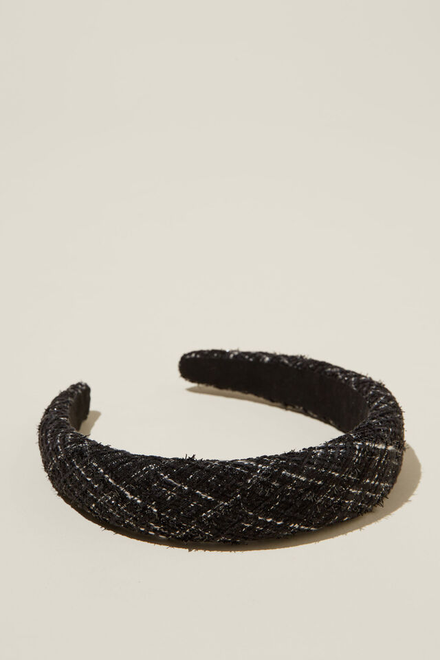 Tiara De Cabelo - Paris Padded Headband, BLACK TWEED