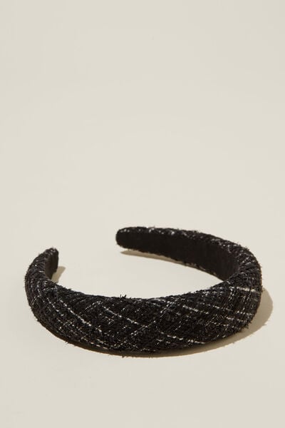 Paris Padded Headband, BLACK TWEED