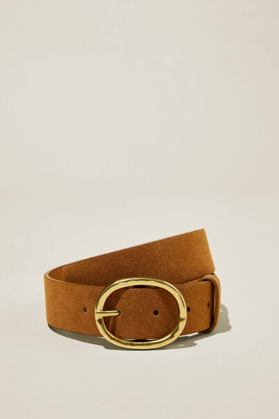 Cinto - Molten Buckle Belt, TAN/BRUSHED GOLD