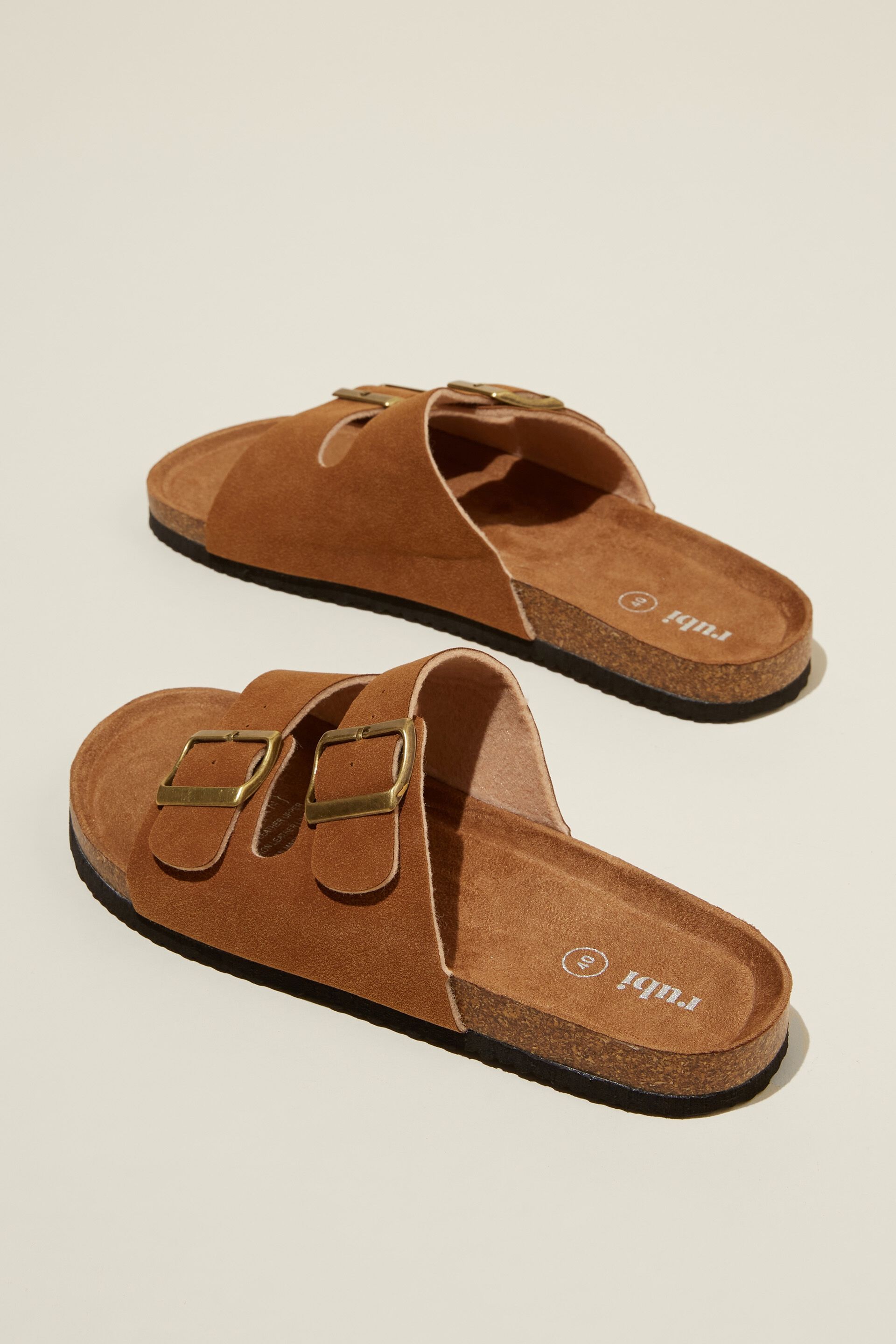 Rex Double Buckle Faux Leather Slide | Cotton On