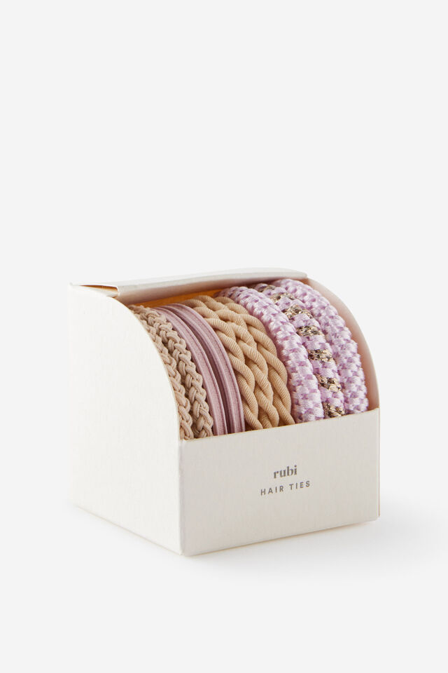 Hair Tie Pack, ECRU/PINK