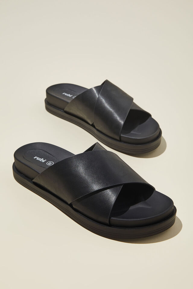 Isla Crossover Sandal, BLACK PU