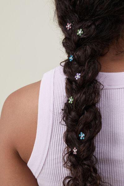 8Pk Diamante Spiral Hair Pins, PASTEL RAINBOW