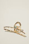 Metal Hair Claw, HAMMERED GOLD TWIST & TURQUOISE - alternate image 1