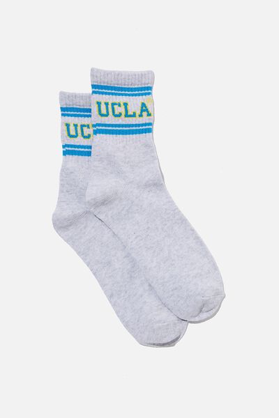 Fine Rib Sports Sock, LCN UCL UCLA/GREY MARLE