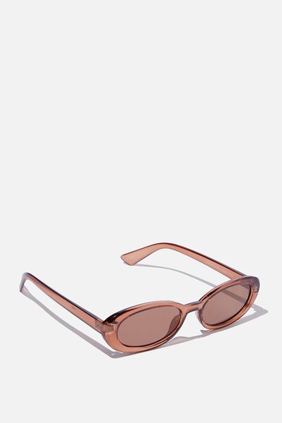 Ophelia Oval Sunglasses, BROWN CRYSTAL