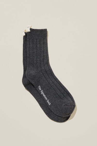 The Signature Crew Sock, CHARCOAL MARLE