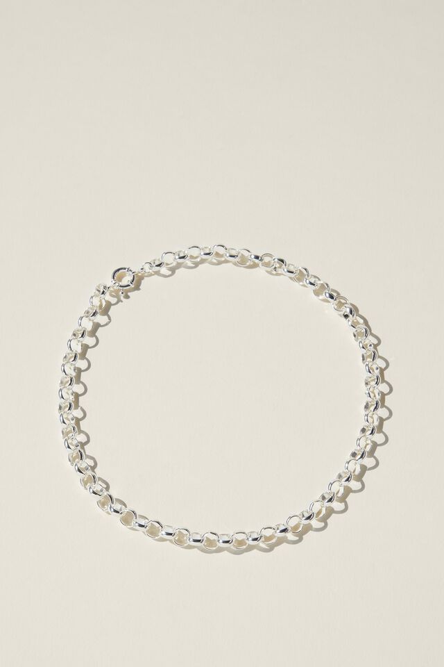 Mid Chain Necklace, STERLING SILVER PLATED CABLE CHAIN