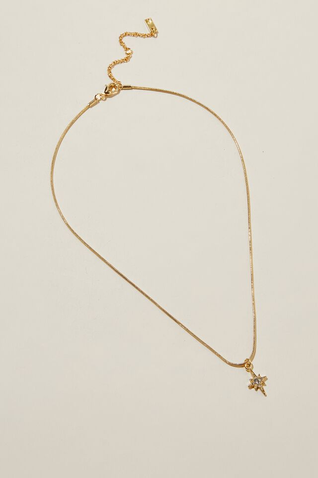 Pendant Necklace, GOLD PLATED NORTH STAR