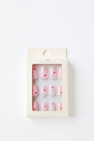 Press On Nails, PINK DAISY HEARTS