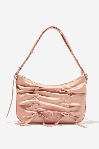 Aries Collection Bag, RUCHED BOWS/PINK SATIN