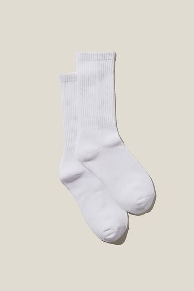Meias - Club House Crew Sock, SOLID WHITE
