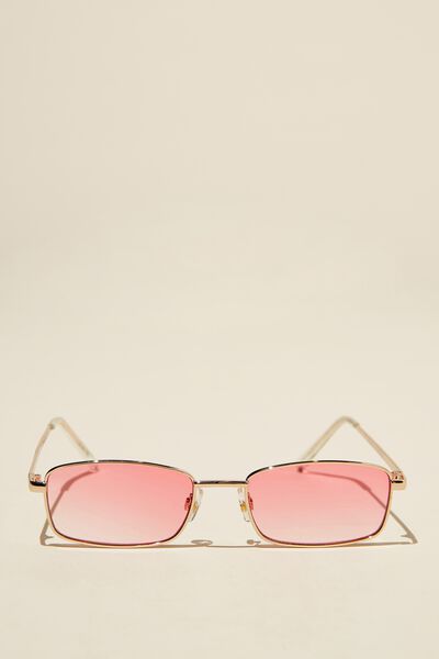 Mila Metal Frame Sunglasses, GOLD/PINK