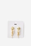 Mid Charm Earring, GOLD SHELL PEARL DROP STRANDS - example image 2