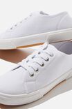 Lisa Lace Up Plimsoll, WHITE