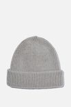 Racquel Ribbed Beanie, GREY MARLE MIX