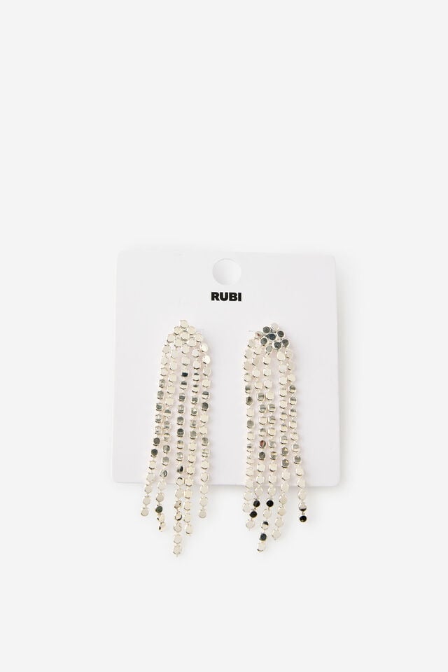 Large Charm Earring, SILVER GLOW MESH DROP