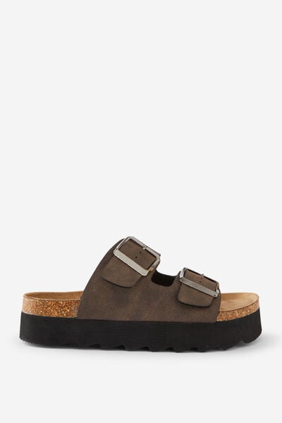 Rex Flatform Buckle Slide, CHOC DISTRESSED