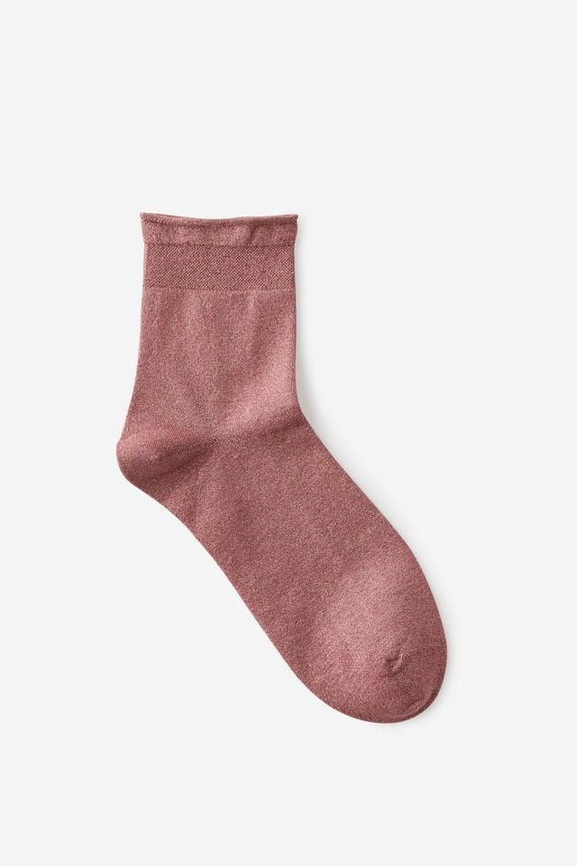 Sparkle Mid Crew Sock, ROSE