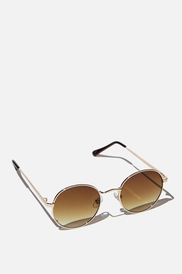 Emmi Metal Frame Sunglasses, BROWN/ GOLD