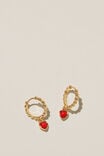 GOLD PLATED RED ENAMEL MINI HEART