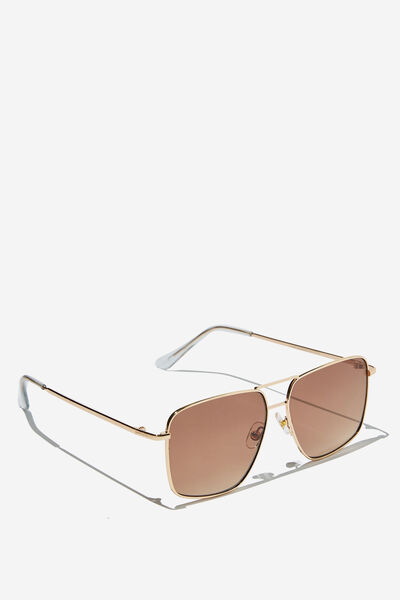 Fae Square Aviator Sunglasses, GOLD/HONEY